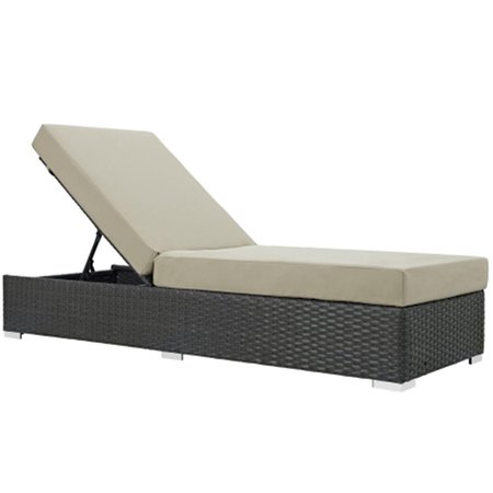 EAST END IMPORTS Sojourn Outdoor Patio Chaise Lounge- Canvas Antique Beige EEI-1862-CHC-BEI